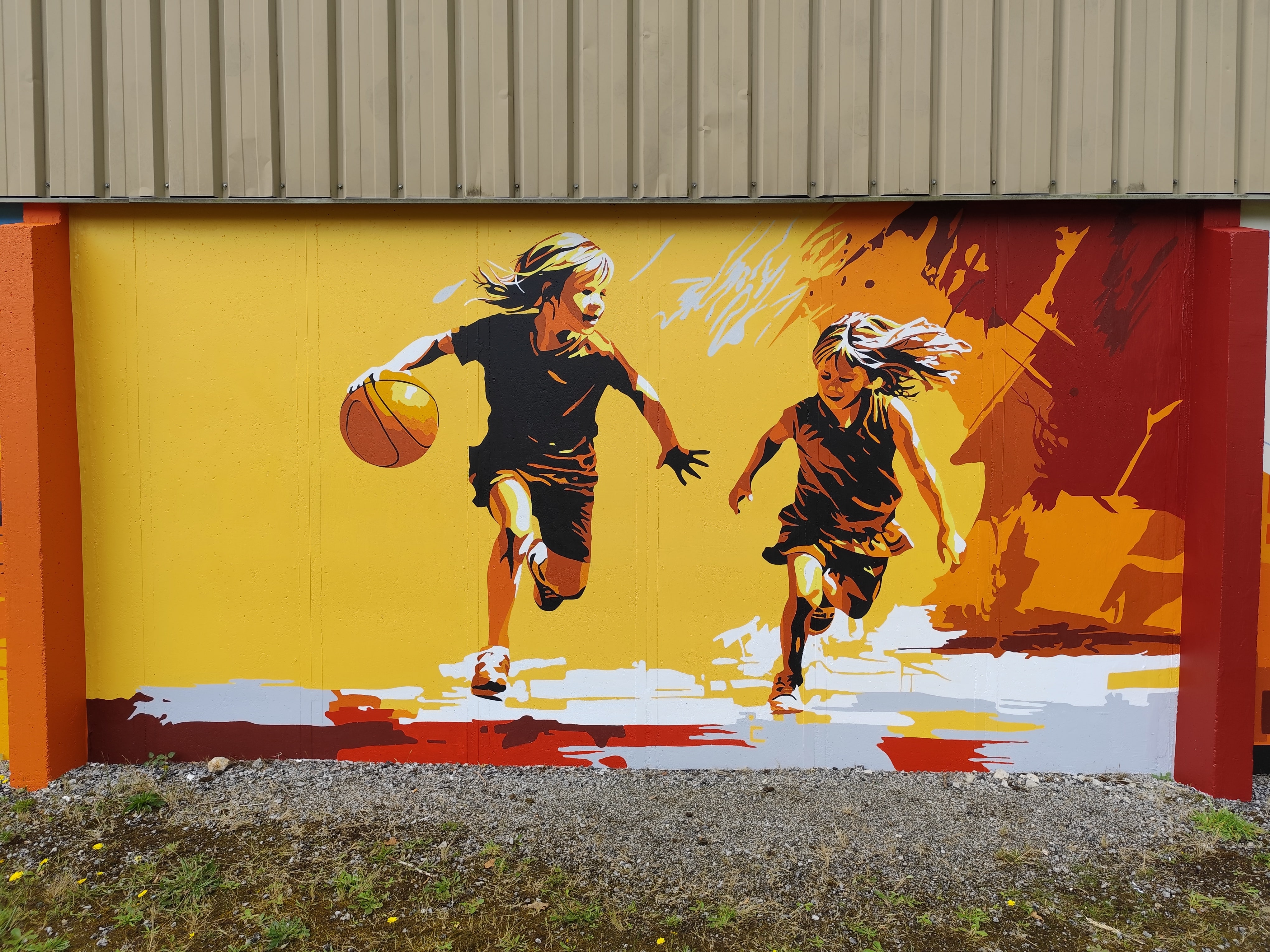 Fresque murale decorative sur le theme du sport
