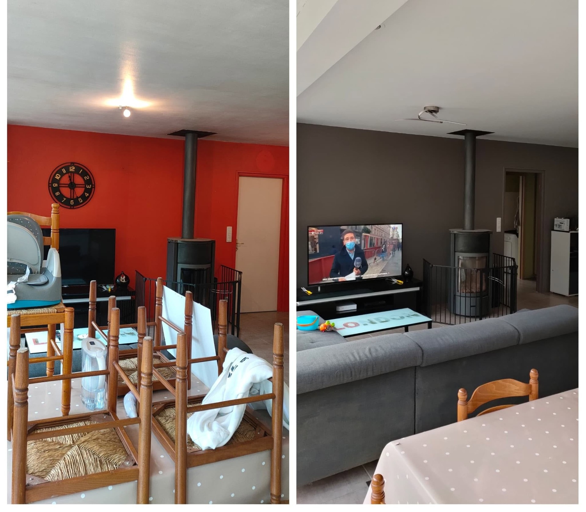 Rénovation intérieure présentée avant et après les travaux