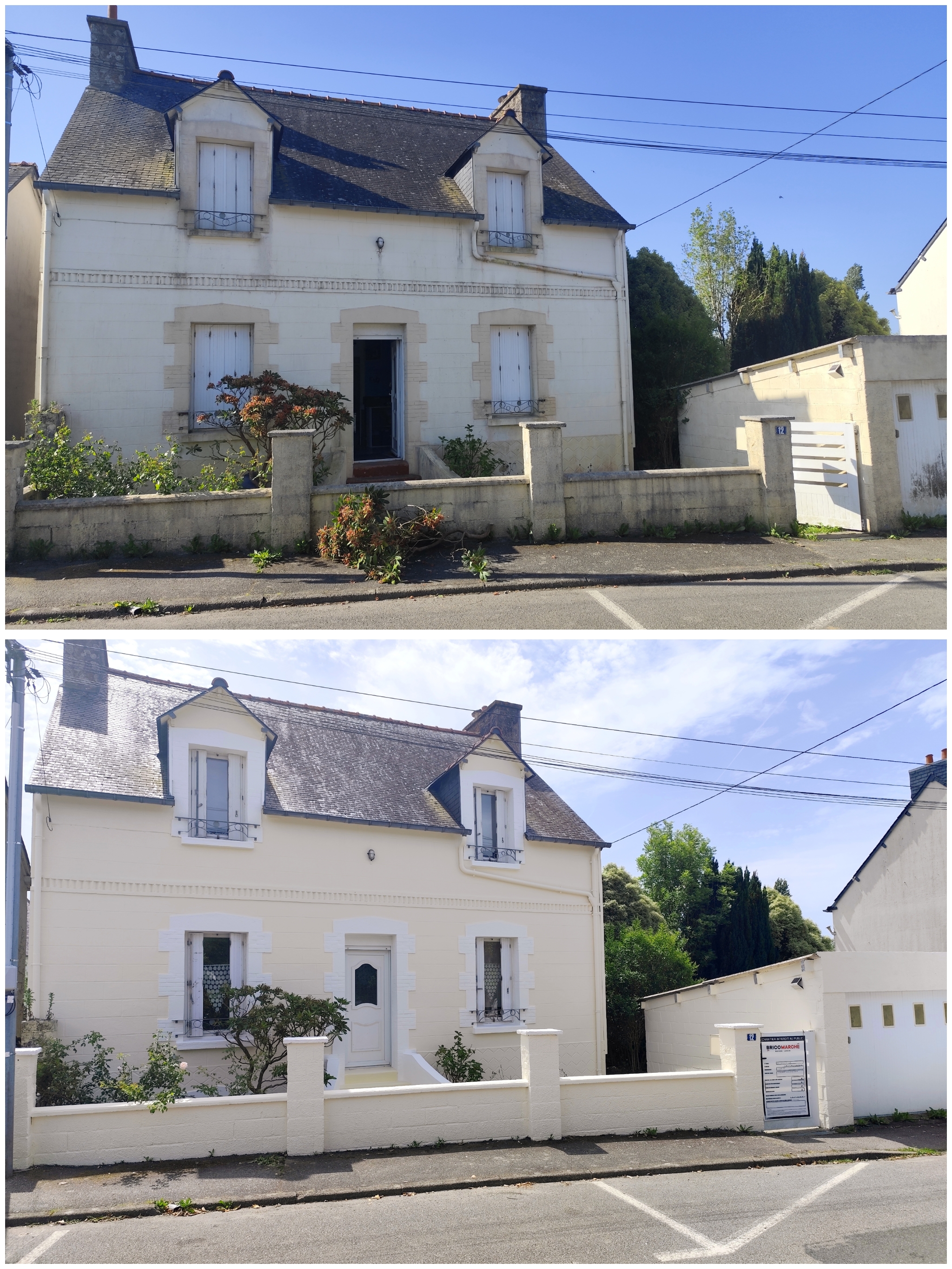 Façade de maison présentée avant et après rénovation extérieure